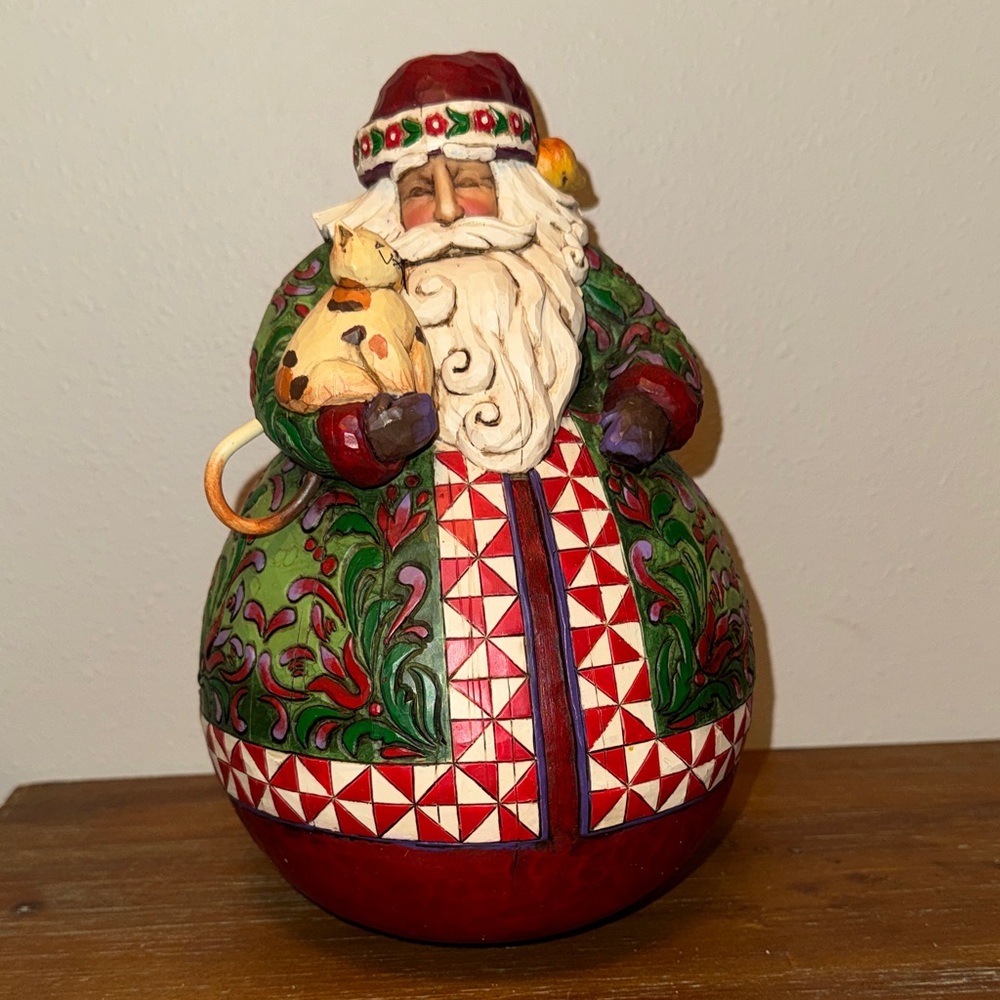 Jim Shore #4002418 Roly Poly Santa w/ Cat